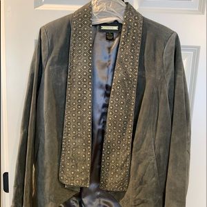 NEW Gray Suede Jacket w/Gold Eyelet, L